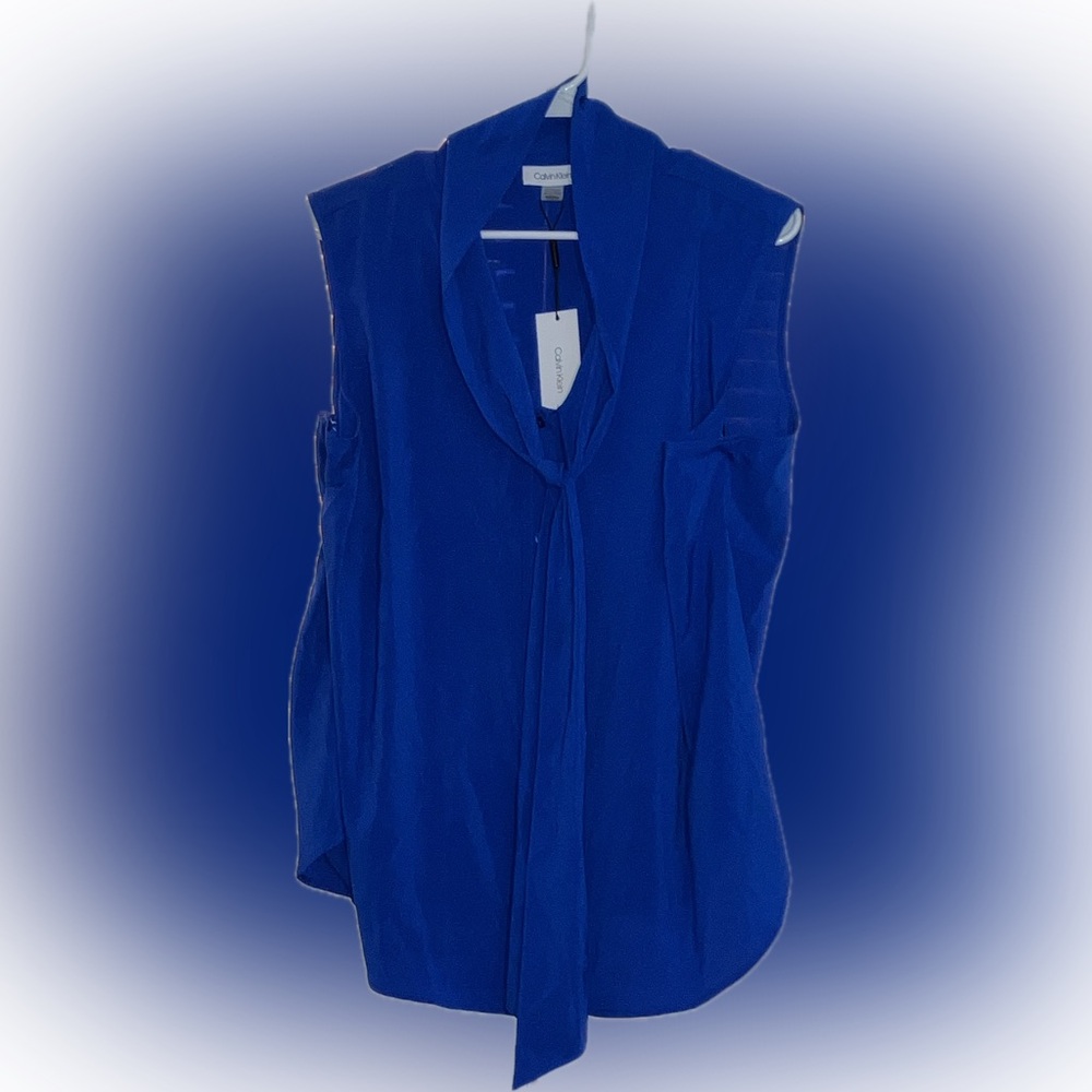 Sleeveless Blouse Tie Neck